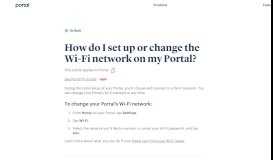 
							         How do I set up or change the Wi-Fi network on my Portal?								  
							    