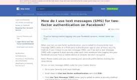 
							         How do I use text messages (SMS) for two-factor ... - Facebook								  
							    