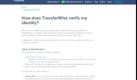
							         How does Transferwise verify my identity? | TransferWise Help Centre								  
							    