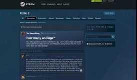
							         how many endings? :: Portal 2 General Discussions - Steam Community								  
							    