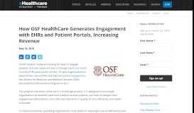 
							         How OSF HealthCare Generates Engagement with EHRs and Patient ...								  
							    