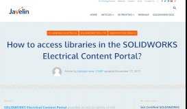 
							         How to access libraries in the SOLIDWORKS Electrical Content Portal?								  
							    