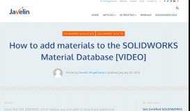
							         How to add materials to the SOLIDWORKS Material Database								  
							    