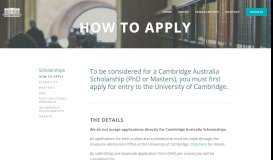 
							         How to apply — Cambridge Australia Scholarships								  
							    
