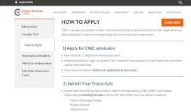 
							         How to Apply - Central Wyoming College								  
							    