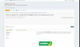 
							         How To Apply For 2018/2019 UNIBEN Part-Time Admission Form ...								  
							    