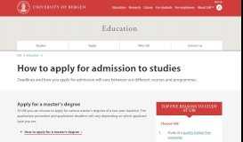 
							         How to apply for admission to studies | Education | University of Bergen								  
							    
