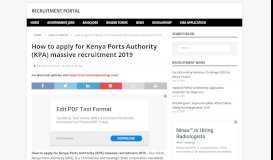 
							         How to apply for Kenya Ports Authority (KPA ... - Recruitment Portal								  
							    