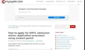 
							         How to apply for KMTC admission online: Application procedure using ...								  
							    