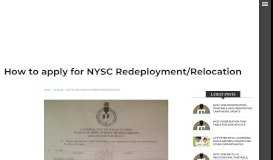 
							         How to apply for NYSC Redeployment/Relocation | NYSC CDS								  
							    