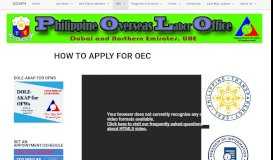 
							         How to Apply for OEC | Philippine Overseas Labor Office - Dubai								  
							    