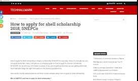 
							         How to apply for shell scholarship 2018; SNEPCo - Techhallmark								  
							    