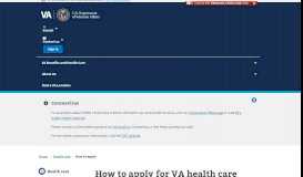 
							         How To Apply For VA Health Care | Veterans Affairs - VA.gov								  
							    