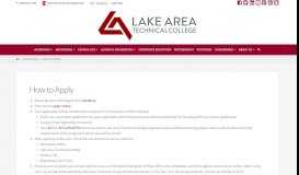 
							         How to Apply - Lake Area Technical Institute								  
							    