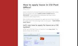 
							         How to apply leave in CSI Post Office? | Postal Basics								  
							    