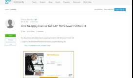 
							         How to apply license for SAP Netweaver Portal 7.3 | SAP Blogs								  
							    