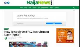 
							         How To Apply On FRSC Recruitment Login Portal | Nigeria News								  
							    