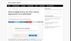 
							         How to Apply Online for Visa Lottery Application ... - Recruitment Portal								  
							    