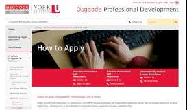 
							         How To Apply - OsgoodePD - OsgoodePD - Osgoode Professional ...								  
							    