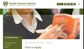
							         How to Apply | South Craven School								  
							    
