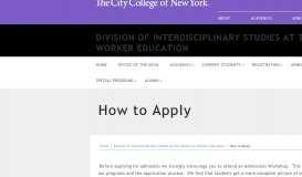 
							         How to Apply | The City College of New York								  
							    