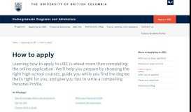 
							         How to apply to UBC | UBC Undergraduate Programs and Admissions								  
							    