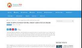 
							         How to Apply/Check for RBL Credit Card Status Online - FinancesRule								  
							    