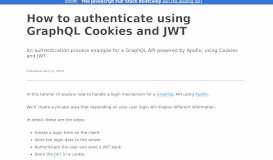 
							         How to authenticate using GraphQL Cookies and JWT								  
							    
