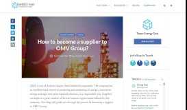 
							         How to become a supplier to OMV Group? - Insights - Energy Dais								  
							    