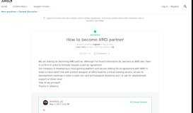 
							         How to become AMD partner | Community								  
							    