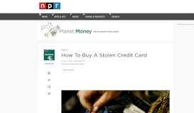 
							         How To Buy A Stolen Credit Card - NPR								  
							    