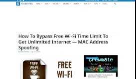 
							         How To Bypass Free Wi-Fi Time Limit To Get Unlimited Internet ...								  
							    