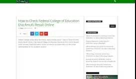 
							         How to Check Federal College of Education Eha-Amufu Result Online ...								  
							    