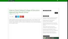 
							         How to Check Federal College of Education (Special) Oyo Result Online								  
							    