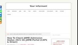 
							         How To Check JAMB Admission Status On JAMB Portal 2019 - CAPS ...								  
							    