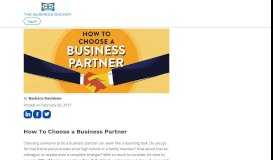 
							         How To Choose a Business Partner - The Business Backer								  
							    
