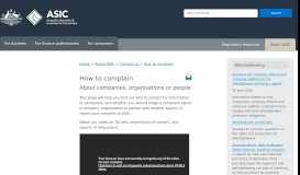 
							         How to complain | ASIC - Australian Securities and Investments ...								  
							    