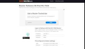 
							         How to Configure and Reset Reliance Wi-Pod M1 F926 Router								  
							    