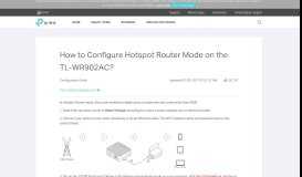 
							         How to Configure Hotspot Router Mode on the TL-WR902AC? | TP ...								  
							    