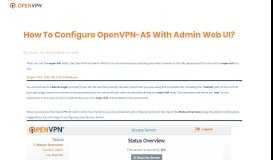
							         How to configure OpenVPN-AS with Admin Web UI? | OpenVPN								  
							    