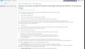 
							         How to Connect to SAP R3 System through Enterprise Portal 7.0 ...								  
							    