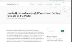 
							         How to Create a Meaningful Experience for Your Patients on the Portal ...								  
							    