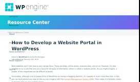 
							         How To Create A Website Portal | WP Engine								  
							    
