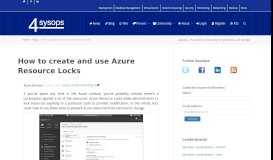 
							         How to create and use Azure Resource Locks – 4sysops								  
							    