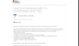 
							         How to do Business with CU - POSTPONED DATE TBD								  
							    