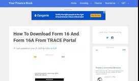 
							         How to Download Form 16 and Form 16A from TRACE Portal								  
							    