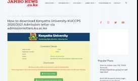 
							         How to download Kenyatta University KUCCPS Admission letter 2019 ...								  
							    