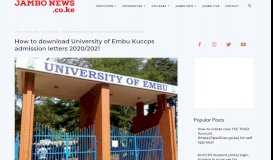 
							         How to download University of Embu Kuccps admission letters 2019 ...								  
							    