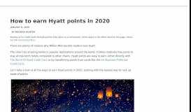
							         How to Earn Hyatt Points in 2019 | Million Mile Secrets								  
							    