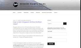 
							         How to Earn Singapore Airlines KrisFlyer miles? | Redeem Points Miles								  
							    